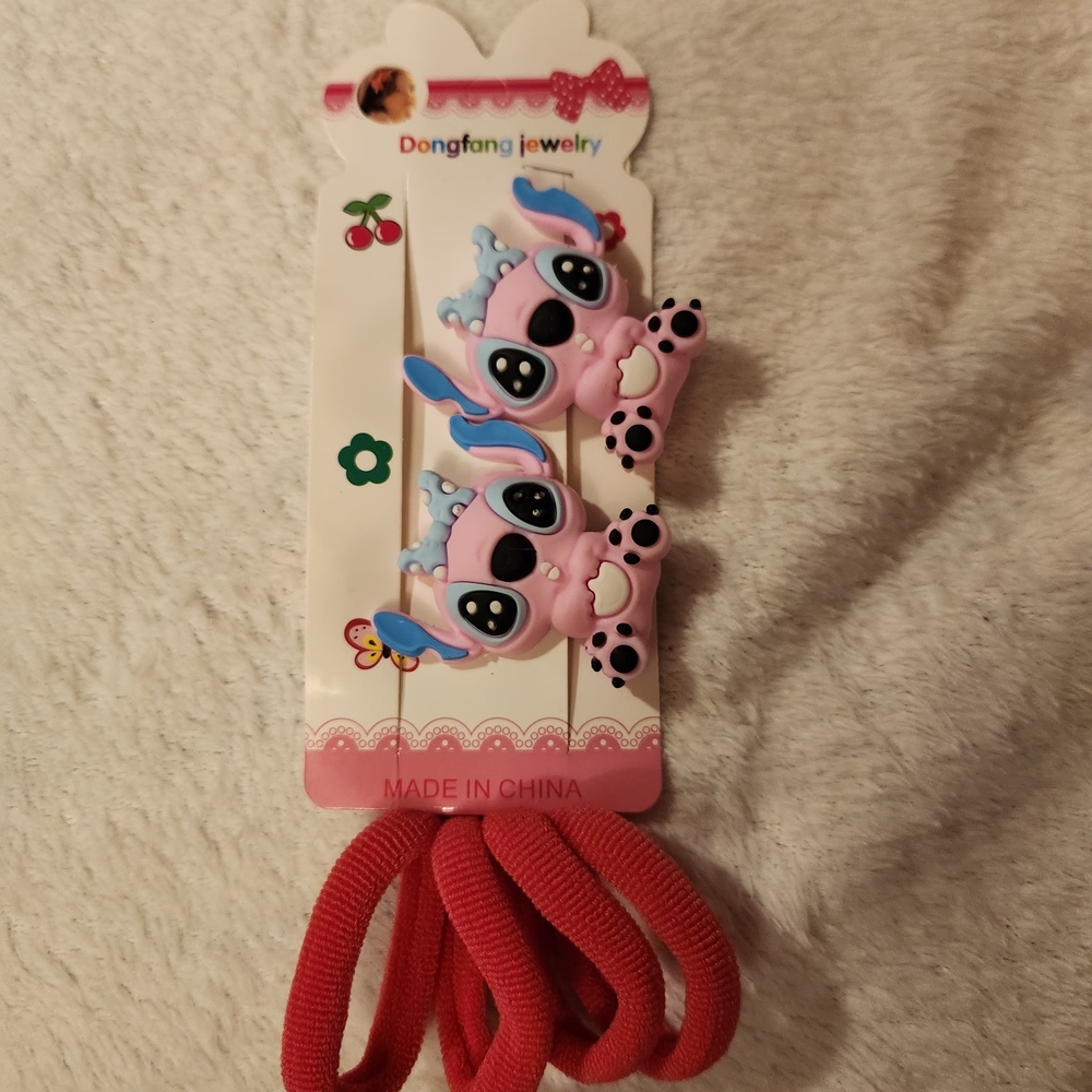 Cute Pink and Blue Character Hair Ties